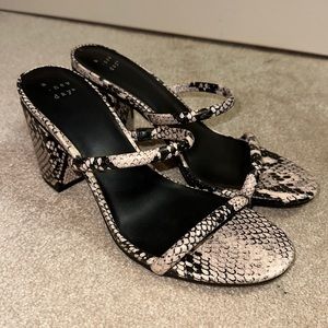 A New Day snakeskin double strap block heels